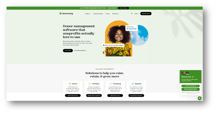Bloomerang, a nonprofit CRM with a great user interface.