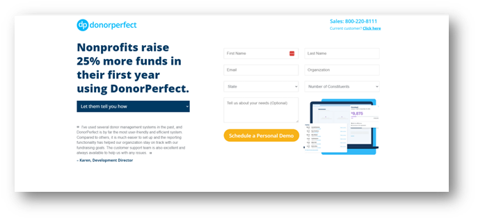 DonorPerfect, a solid nonprofit CRM for organizations needing strong customer support.