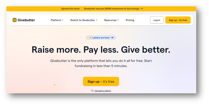 Givebutter, a free nonprofit CRM.