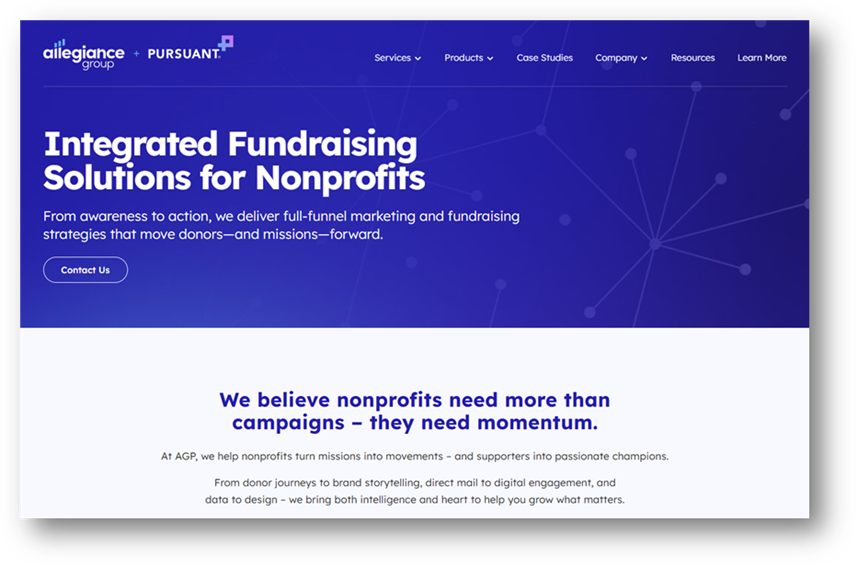 Allegiance, a nonprofit crm best for strategy support